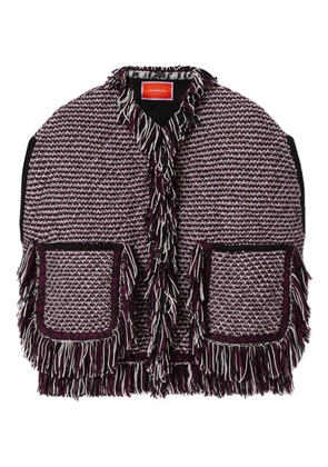 La DoubleJ Camelia fringed-tim cape - Black