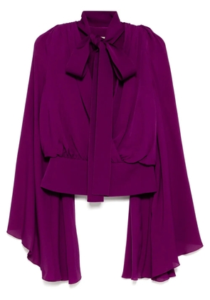 Elie Saab V plunge cape sleeves top - Purple