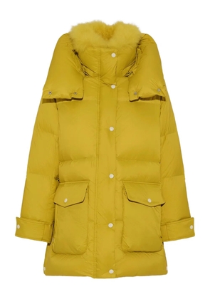 Yves Salomon hoodedlambshearling down coat - Yellow