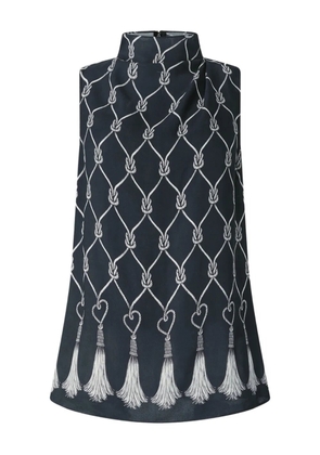 Genny high-neck tassel top - Blue