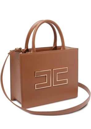 Elisabetta Franchi mini 24/7 logo-plaque top-handle tote bag - Brown