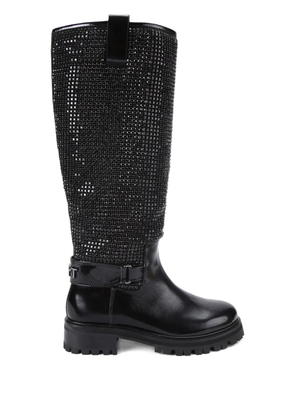 Kurt Geiger London crystal-embellished knee-high boots - Black