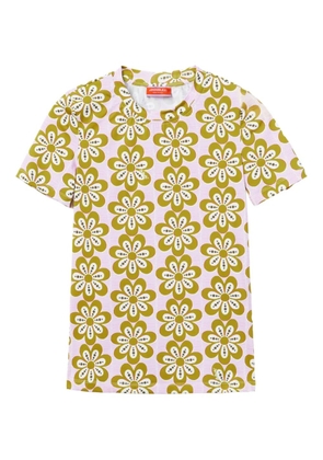 La DoubleJ flower-print short-sleeve T-shirt - Pink