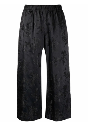 Comme Des Garçons Comme Des Garçons floral-jacquard cropped trousers - Black