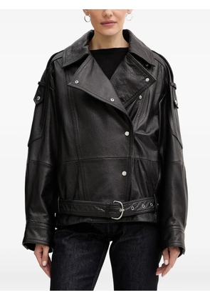 BOSS buttoned belted jacket - Black