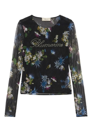 Blumarine floral-print mesh top - Black