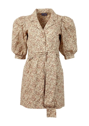 Lhd Casitas puff-sleeve belted dress - Neutrals