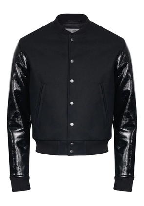 MM6 Maison Margiela leather-sleeve wool jacket - Black