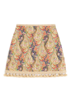 Valentino Garavani Voyage Imaginaire-print embroidered skirt - Neutrals