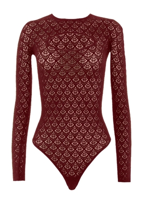 Wolford net-pattern long-sleeve bodysuit - Red