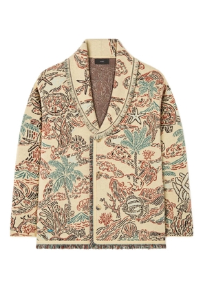 Alanui Sketched by the Sea fringed graphic cardigan - Neutrals