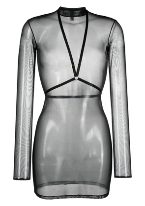 Maison Close Corps à Corps harness-detail mesh dress - Black