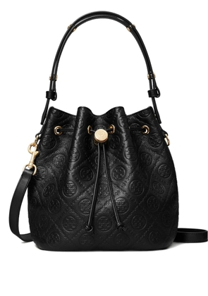 Tory Burch T-Monogram textured bucket bag - Black