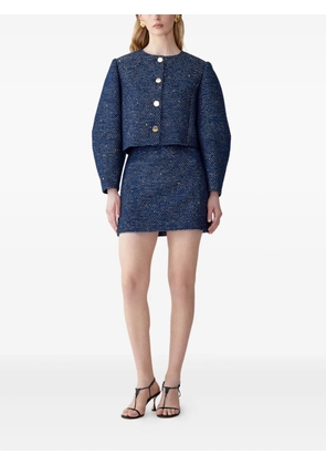 Carolina Herrera Arc-sleeve lurex tweed jacket - Blue