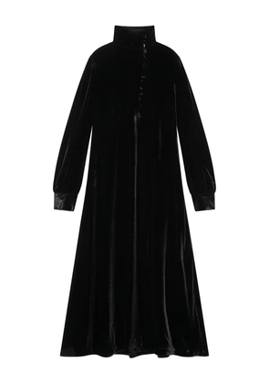 MALIPARMI high-neck button-front velvet maxi dress - Black