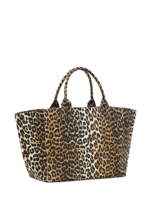 GANNI leopard-print tote bag - Neutrals