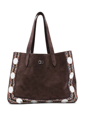 Valentino Garavani Nellcôte suede tote bag - Brown