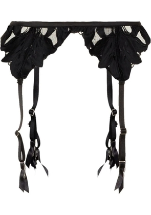 Fleur Du Mal Lily embroidered garter belt - Black