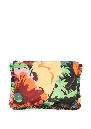 La DoubleJ floral-print zipped clutch bag - Green