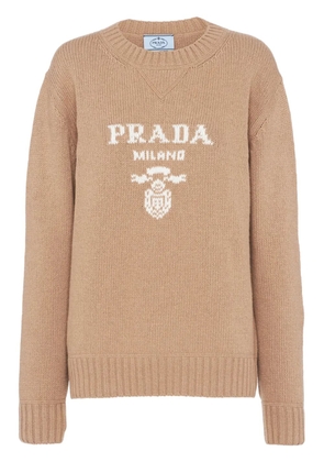 Prada logo-intarsia cashmere jumper - Brown
