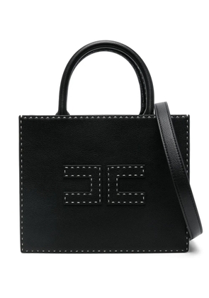 Elisabetta Franchi small contrasting-topstitching tote bag - Black