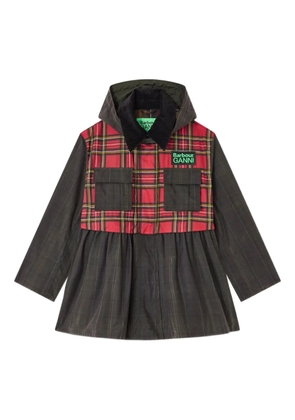 GANNI x Barbour tartan peplum coat - Green