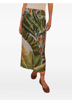 FARM Rio Amazonia Forest-print midi skirt - Blue