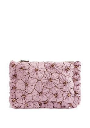 La DoubleJ floral-embroidery clutch bag - Pink