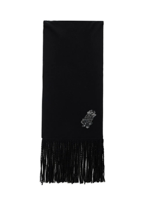 Roberto Cavalli fringed logo scarf - Black