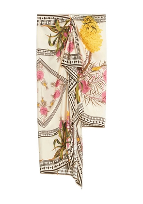 Blumarine asymmetric floral-print skirt - Neutrals