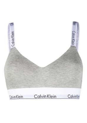 Calvin Klein logo-trim T-shirt bra - Grey