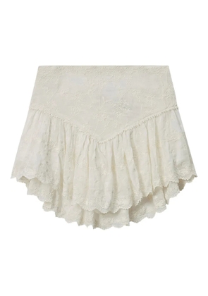 ISABEL MARANT x Zoelia embroidered ruffled shorts - Neutrals