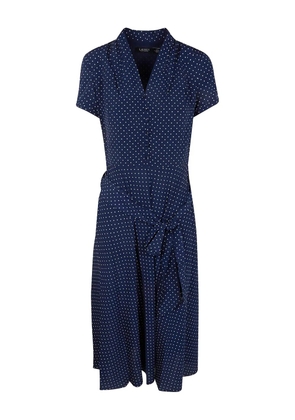 Lauren Ralph Lauren polka dot tie midi dress - Blue