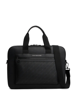 Tommy Hilfiger zip-fastening patterned laptop bag - Black