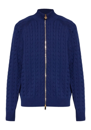 Versace cable-knit zip-up sweater - Blue