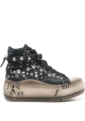 R13 stud-embellished flatform sneakers - Black