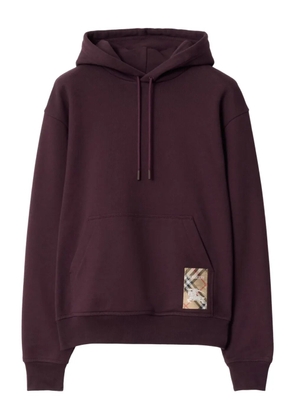 Burberry check-label cotton hoodie - Red
