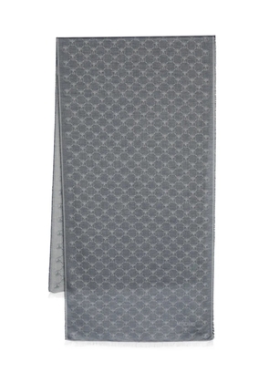 Moschino fringed logo-jacquard scarf - Blue