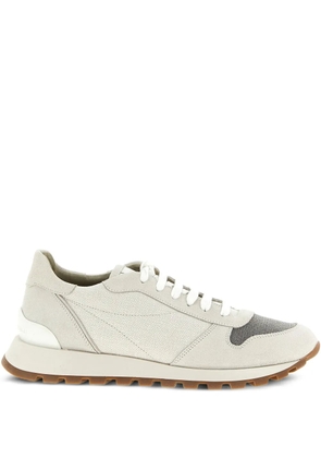 Brunello Cucinelli suede appliqué sneakers - Neutrals