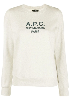 A.P.C. logo-print cotton sweatshirt - Neutrals