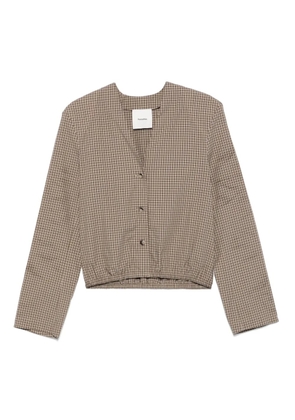 Nanushka checked v-neck shirt - Brown