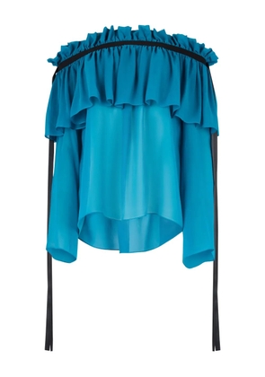 Nina Ricci off-shoulder silk top - Blue