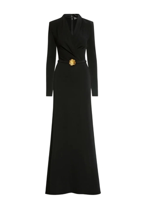 Oscar de la Renta floral-embellished belted gown - Black