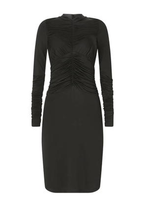 Genny long-sleeve ruched midi dress - Black