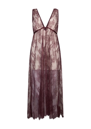 LIU JO Chantilly lace V-neck midi dress - Brown