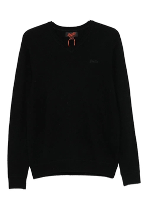 Superdry logo-embroidered V-neck jumper - Black