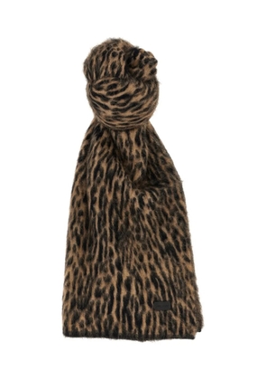 Saint Laurent leopard-print knit scarf - Brown