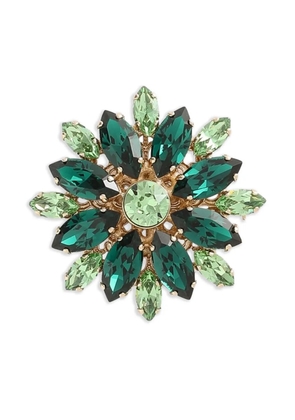 Dolce & Gabbana crystal-flower brooch - Green