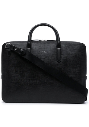Smythson Panama textured leather briefcase - Black