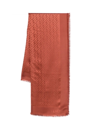 FENDI FF logo-pattern scarf - Brown